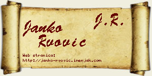 Janko Rvović vizit kartica